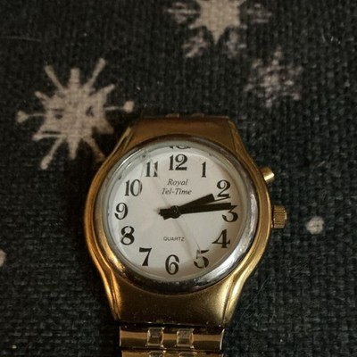 Royal Tel-Time Unisex Quartz Analog Wristwatch Gold Metal Bracelet White Dial