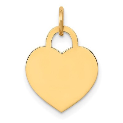 14k Gelbgold kleines gravierbares Herz Charm Geschenk für Mutter