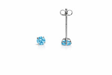 14K White Gold 3mm Round Birthstone Stud Earrings with Push back