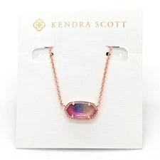 Kendra Scott Elisa Rose Gold Pendant Necklace in Watercolor Illusion