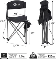 Extra Large Quick Folding Tripod Stool with Backrest Fishing Camping Chair wi...