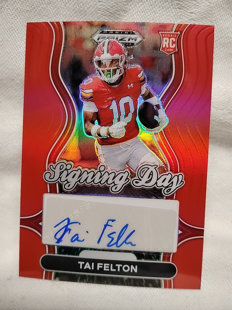 Tai Felton 2025 Panini Prizm Draft Picks RC Signing Day Red Auto