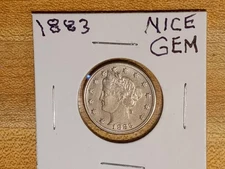 NICE GEM 1883 LIBERTY "V" NICKEL 1st YEAR ISSUE, GREAT TYPE COIN,  MUST SEE !