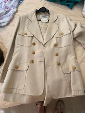 Vintage Chanel Boutique Cream Wool Jacket with Gold CC Buttons Numbered, 1979