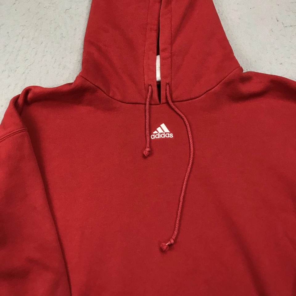DE COLECCIÓN Adidas Sudadera con Capucha Para Hombres 4XL Rojo Centro Logo Sudadera Polar Pullover Y2K Foto 2 de 4
