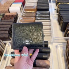 NWT Coach Snap Wallet CBO77 Gold/Black Shiny Pebble Leather