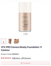Farmasi VFX Pro Camera-Ready Foundation Cashew 11 Full Coverage FREE SHIPPING 