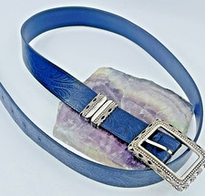 Western Embossed Reversible Women s 33-37 Waist Belt W/ silver Buckle Black