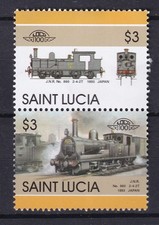 🦬Timbre de Sainte Lucie - Luxe ** - 3 $ Trains - 1983🦬