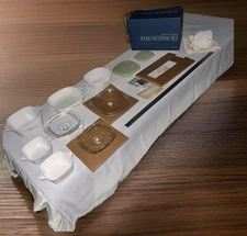 CorningWare Wheat W-500MD NOS Set 5 Dishes w/ Lids & Ceramic Trivet Rare Boxed