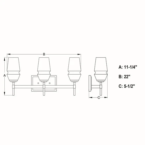 Warren 3-Light Bathroom Light in Mid-Century Modern Style 11.25 Inches Tall and - Picture 9 of 9