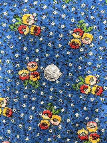64”x44” 1 1/2yd VTG Broadcloth Retro Blue - Has A Thinner Canvas Hand - Picture 4 of 4
