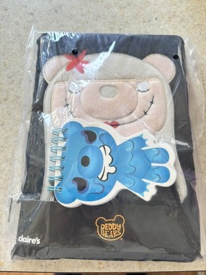 Deddy Bears Dolli offizielles flauschiges Plüsch-Journal + Mini-Notizbuch schwarz 9 x 7 Zoll neu