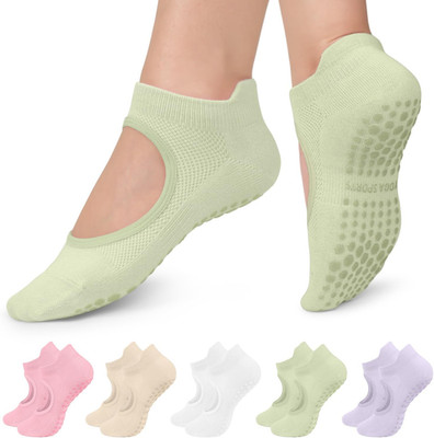 5 Pares Calcetines Pilates Yoga con Antideslizante Mujeres Ballet Danza Gimnasio