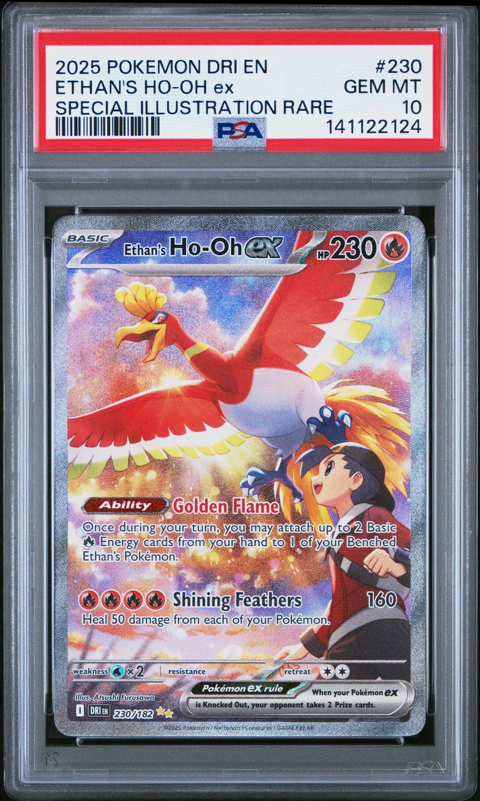 2025 POKEMON DRI EN-DESTINED RIVALS #230 ETHAN'S HO-OH EX PSA 10