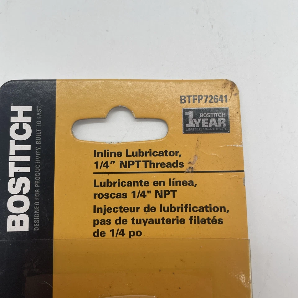 BOSTITCH INLINE LUBE-1/4 NPT AIRE ACEITE LUBRICADOR NEUMÁTICO AIRE ACONDICIONADO HERRAMIENTA BTFP72641  Foto 2 de 4