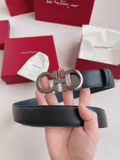 NEW Salvatore Ferragamo Leather Belt Gancini Buckle In Box