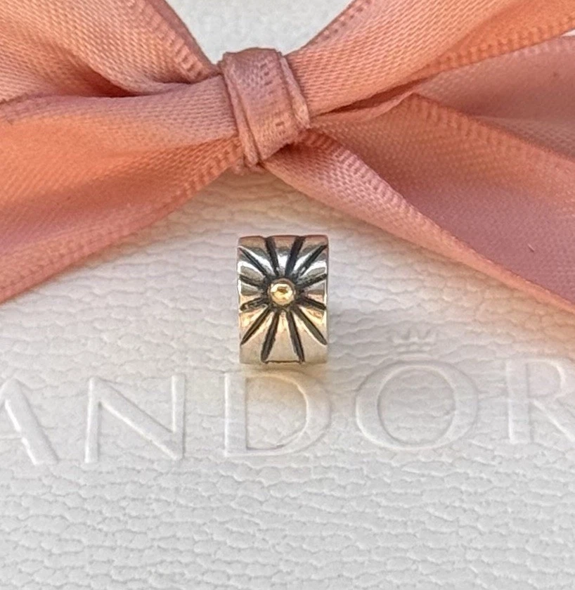 Original Pandora Clip bicolor „Sonnenstrahl“ 925 silber, 14 Karat gold #790216