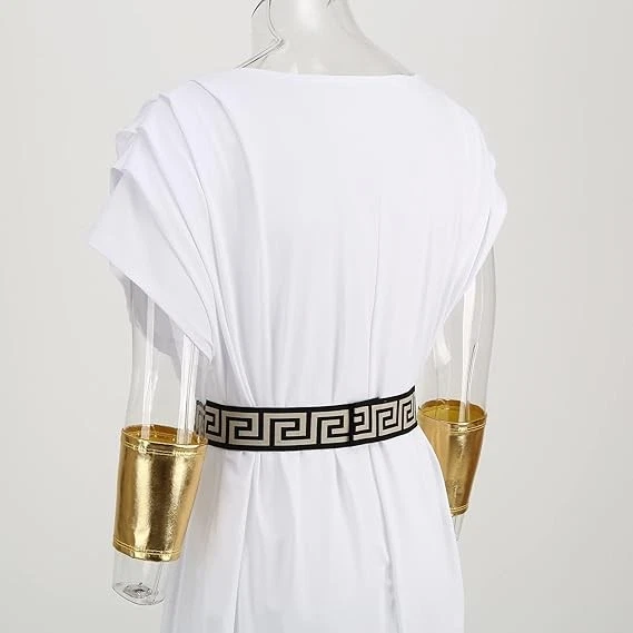 Colorido Juego de Toga Casa Para Hombres XL Blanco Romano Dios Griego Disfraz Fiesta Mítica Foto 2 de 4