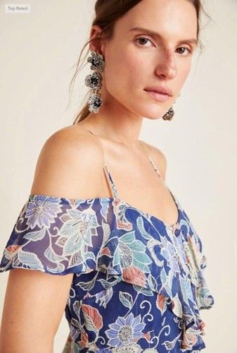 Anthropologie Maeve Mariposa Blouse Top Sz 10 Multicolor Open Shldr New $80 Tag - Picture 2 of 7