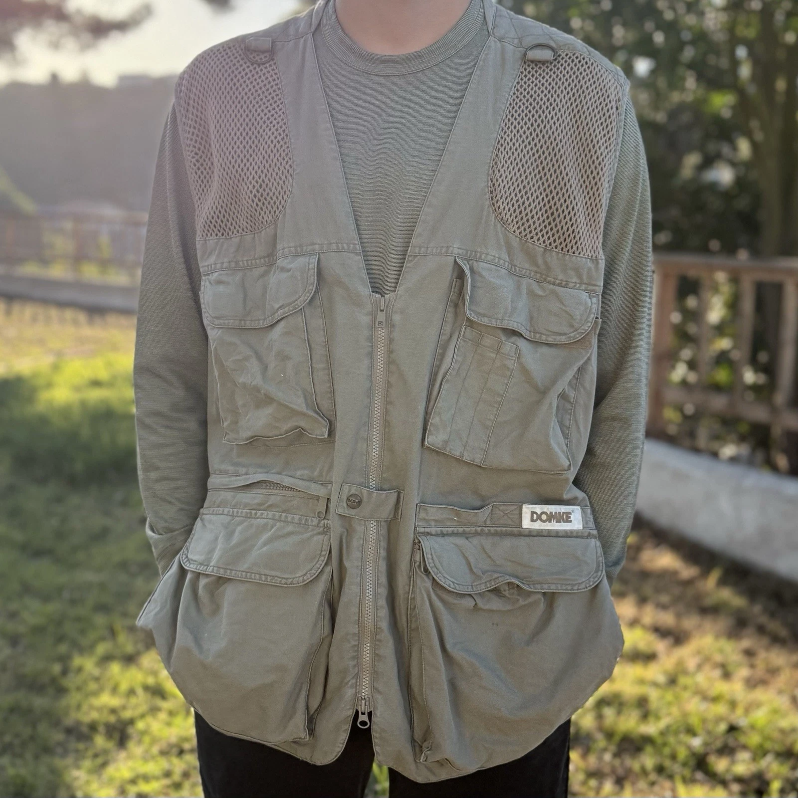 Domke Vest Mens XL Beige Cotton PhoTOGS Photographer Utility Pockets Mesh Safari