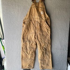Vintage Carhartt Bib Overalls Mens 40x30 Brown Carpenter Double Knee R02 BRN