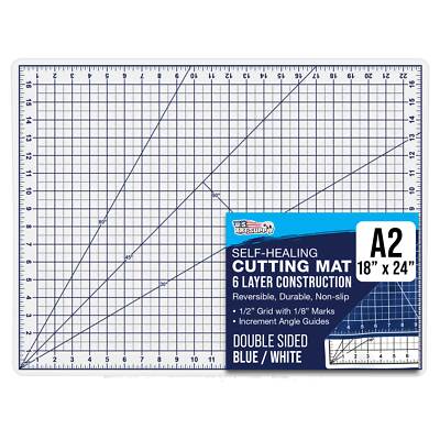 18'' x 24'' WHITE/BLUE Self Healing 6-Ply Double Sided Durable Cutting Mat