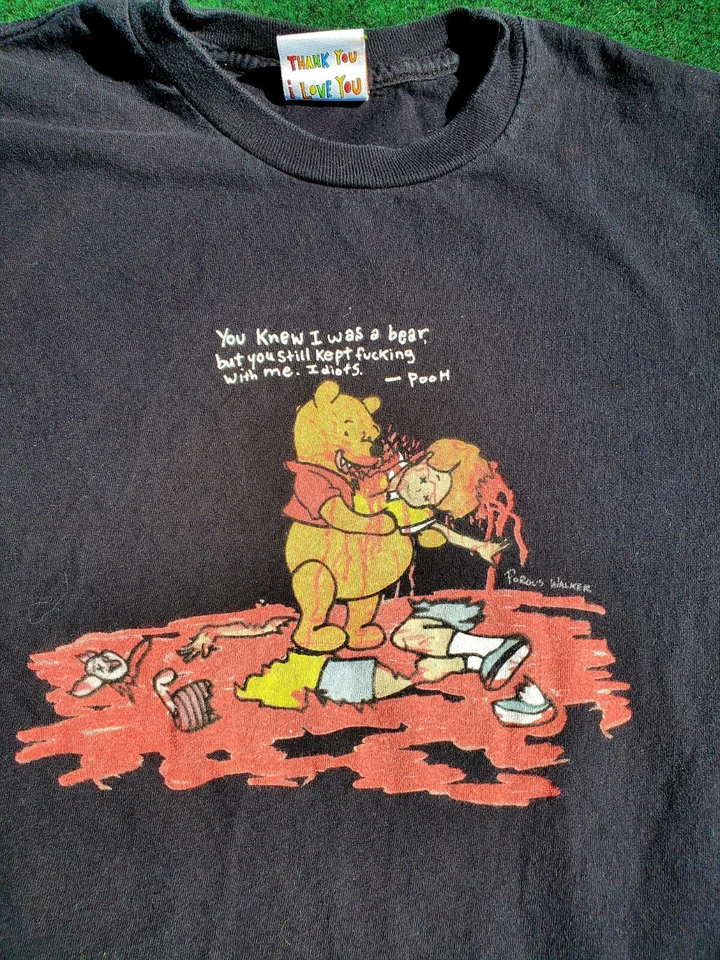 Camiseta Porous Walker Winnie The Pooh Parody Talla Pequeña Pecho 34 pulgadas Foto 3 de 4