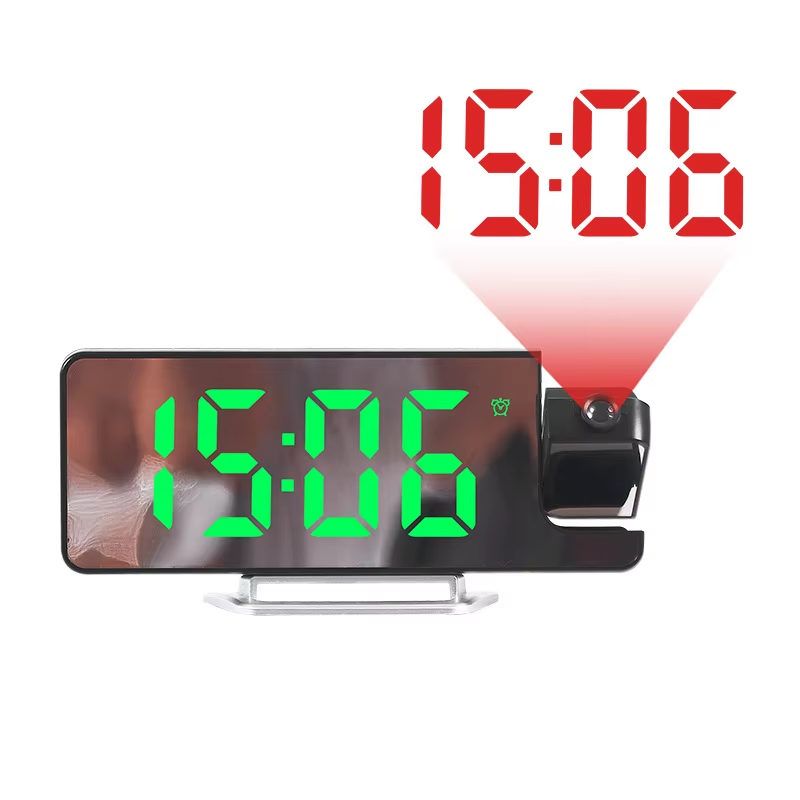 Digital Alarm Clock 180° Rotation Time Projection Alarm Clock with Temperature S
