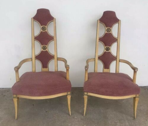 PAIR OF MID CENTURY ADRIAN PEARSALL STYLE HIGH BACK LOUNGE UNIQUE CHAIRS - Picture 1 of 9