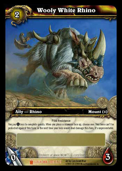 WOW World of Warcraft TCG Loot Card Wooly White Rhino WOW Mount