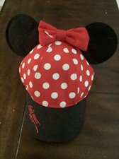 Walt Disney World Parks Minnie Mouse Polka Dot Hat Cap Ears Bow YOUTH
