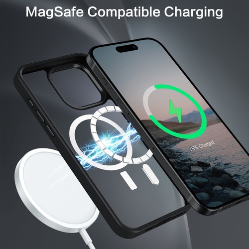 For iPhone 15 Pro Max MagSafe Case PC Silicone Rugged Shockproof Magnetic Cover - Picture 8 of 9