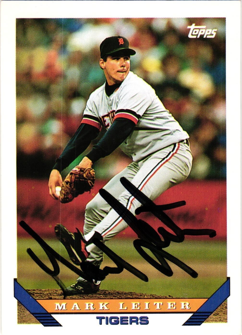 Mark Leiter #216 Signed 1993 Topps MLB Baseball Card AUTO Tigers