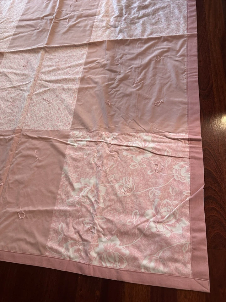 Quilt Bedspread Pink Shade 80x60” Handmade Solid Floral Pattern Cottagecore - Image 3 of 4