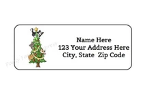 30 CATS IN CHRISTMAS TREE PERSONALIZED RETURN ADDRESS LABELS 1 in X 2.625 in