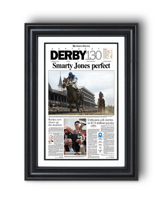 2004 Kentucky Derby ''Smarty Jones Perfect'' Winner Framed Newspaper