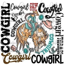 Sublimation Transfer Print Cowgirl Ready to Press Heat Transfer