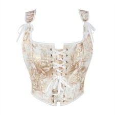 Ladies Sexy Floral Boned Corset Basques Vintage Overbust Waist Trainer Corset