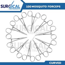 100 Pcs Hemostat Locking Forceps 5" Curved Stainless Steel German Grade