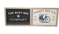 New Classics Honey Bee  Busy Bee Co Wood Plaque Sign Set Rustic Farmhouse