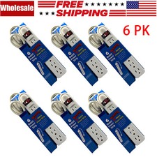 6 PACK 3FT 6 Outlet Safety Surge Protector Plug AC Wall Power Strip Extension