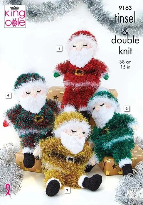 King Cole Tinsel Chunky Knitting Pattern - 9163 Sleeping Santas - Image 6