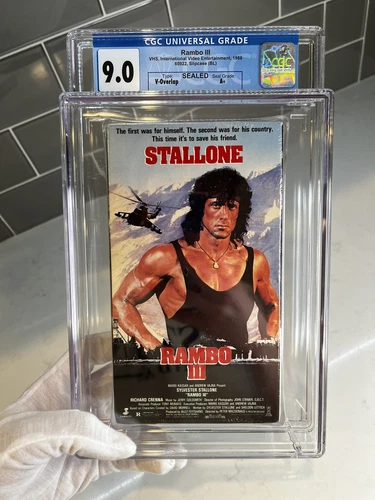 1988 - Rambo III SEALED VHS Tape CGC 9.0 Movie Sylvester Stallone WATERMARKS WOW