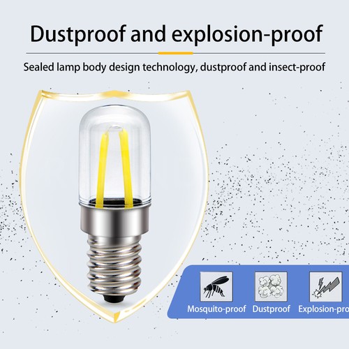 2PCS E14 2-Led Globe Light Lamp Refrigerator Oven Bulbs Warm/White AC 110V/220V - Picture 3 of 10