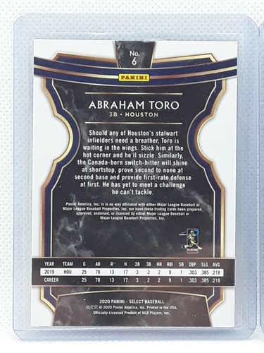 Abraham Toro 2020 Select Baseball - Concourse Level #6 RC - Houston Astros - Picture 2 of 2
