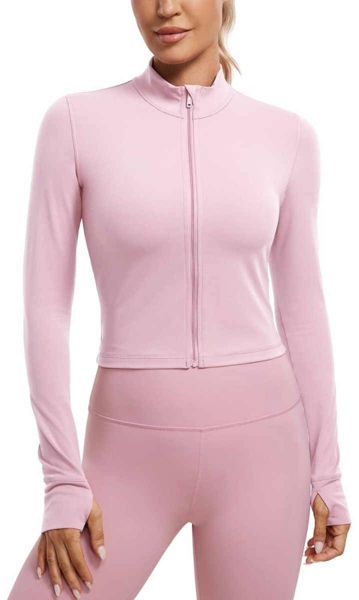 New CRZ YOGA Butterluxe Cropped Full Zip Jacket Slim Fit