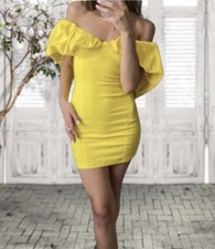 Zara Yellow Ruched Balloon  Fashionable Dress  Size M