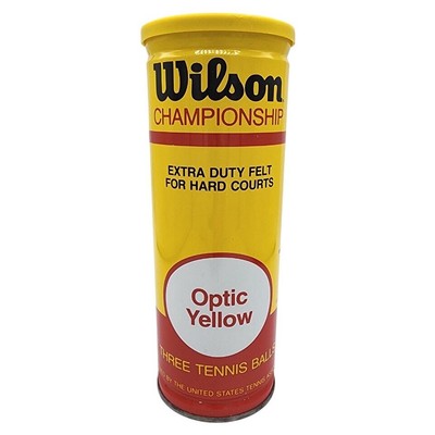Vintage 1970's Wilson Championship Extra Duty Felt Can w/ 3 Yellow Tennis Balls