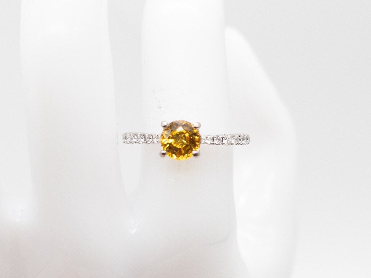 A JAFFE $5000 Signed 2ct Natural Yellow Sapphire Diamond 14k White Gold Ring